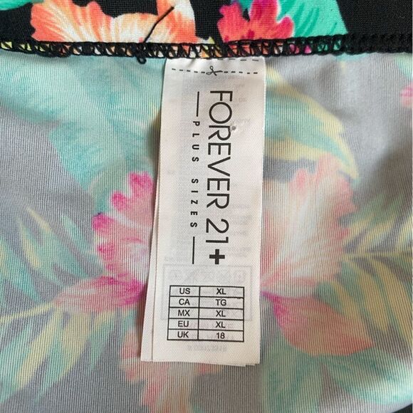 Forever 21+ High-Waisted Green Floral Swim Suit Bottoms Size XL - Picture 2 of 5